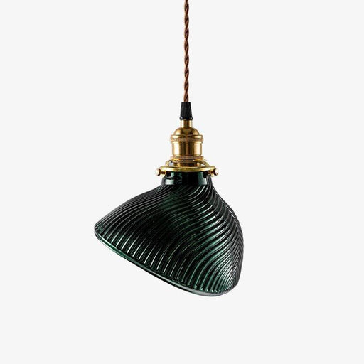 Emerald Green Fluted Shell Glass Art Deco Pendant Light-DWHOME