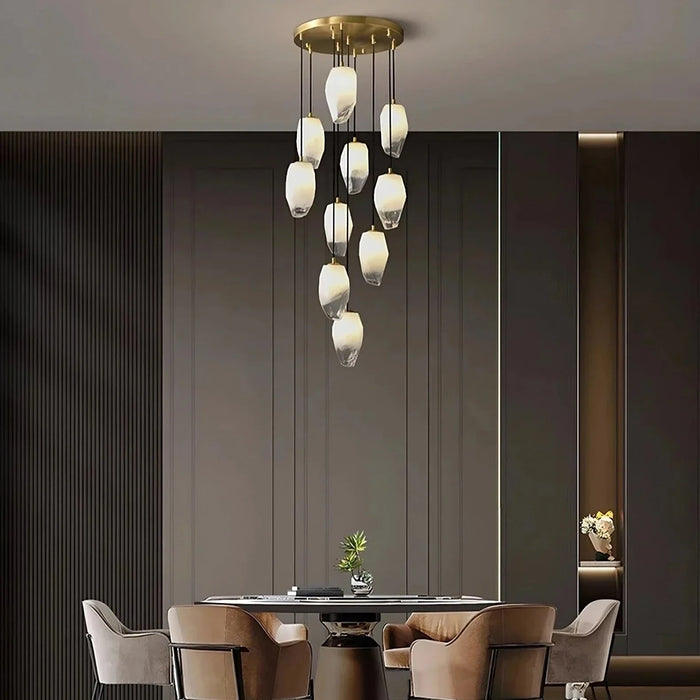 Frost Glass Pendant Foyer Chandelier-DWHOME