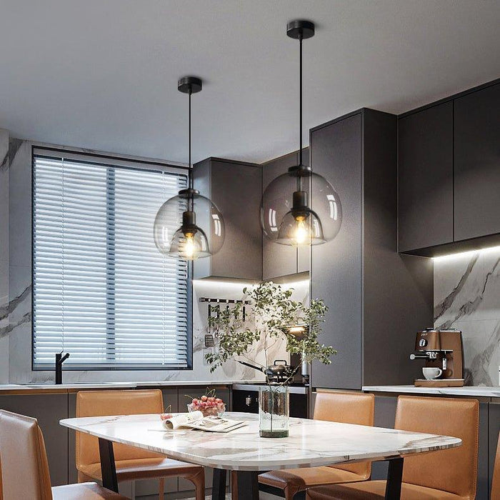 Enzo minimalist curve tinted glass shade pendant light - DWHOME