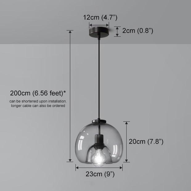 Enzo minimalist curve tinted glass shade pendant light - DWHOME