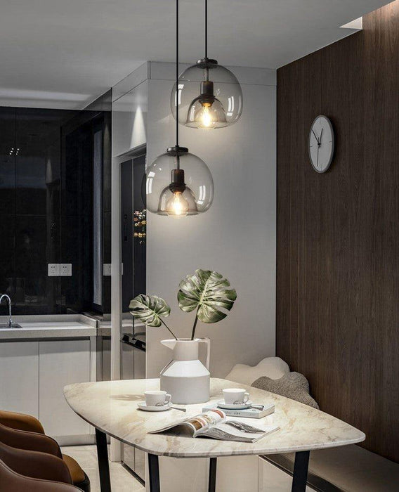 Enzo minimalist curve tinted glass shade pendant light - DWHOME