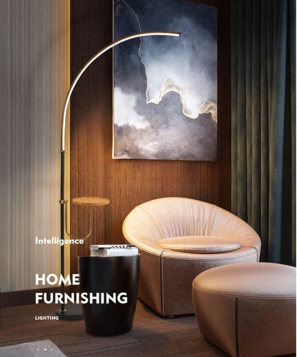 LED Curve Standing Lamp with Tea Table - DWHOME
