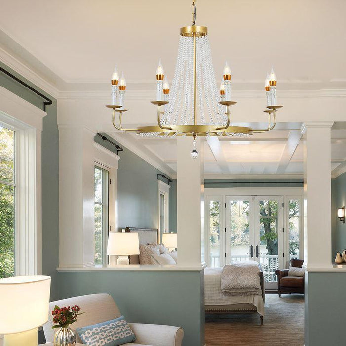 Retro LED Gold Metal Crystal Pendant Chandelier - DWHOME