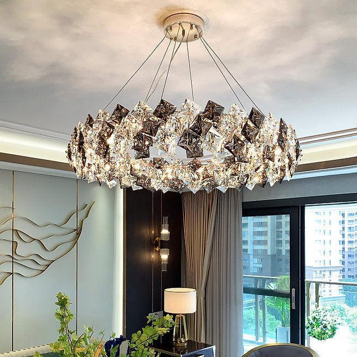 LED Modern Crystal Ring Pendant Light-DWHOME