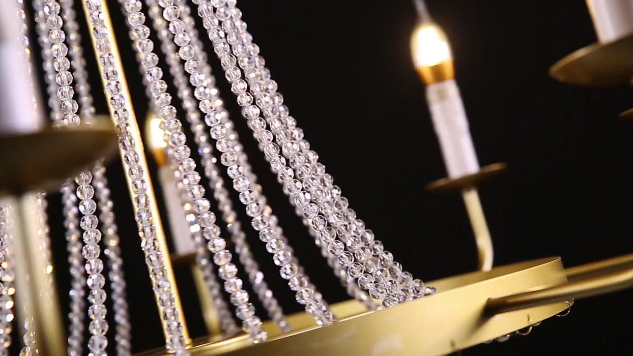 Retro LED Gold Metal Crystal Pendant Chandelier - DWHOME