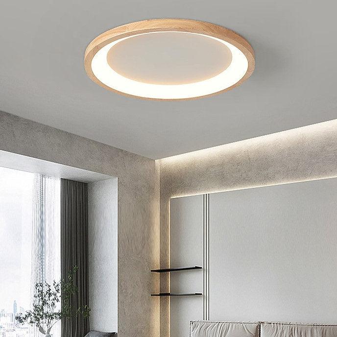 LED Wooden Halo Round Modern Ceiling Light - DWHOME