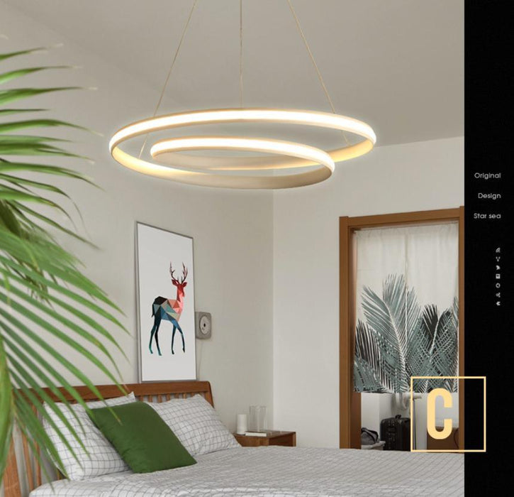 LED Double Circle Postmodern Pendant Light - DWHOME