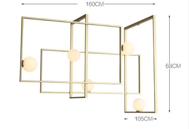 LED Geometric Chandelier in Gold with Metal and Glass - DWHOME