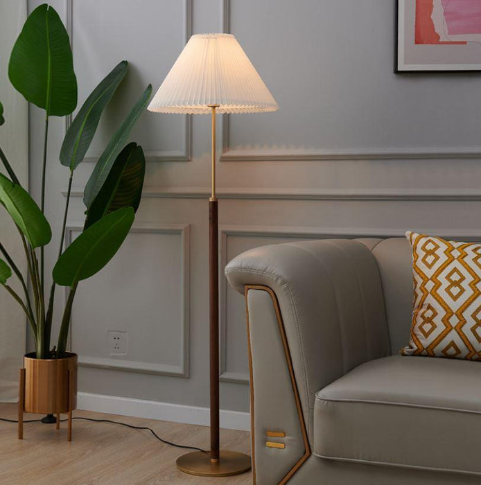 Copper Wood Cloth Floor Table Lamp - DWHOME