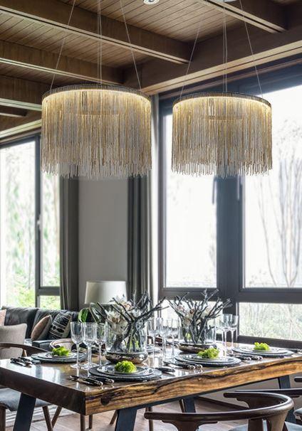 Tassel Design Aluminium Steel LED Chandelier Pendant Light - DWHOME