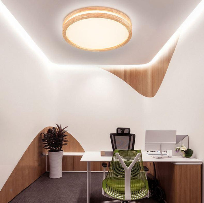 Wood Acrylic LED Ceiling Light Square Round European Design - DWHOME