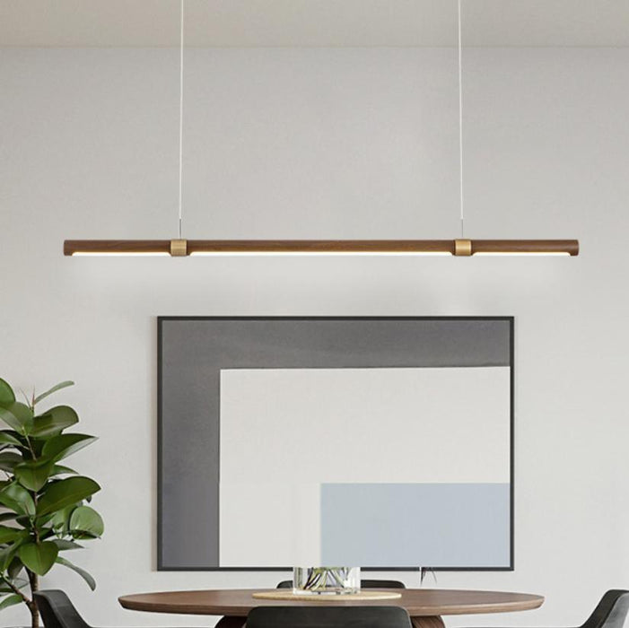 LED Wood Modern Linear Pendant Light - DWHOME