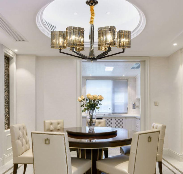 LED European Luxury Design Chandelier with Black Glass - DWHOME
