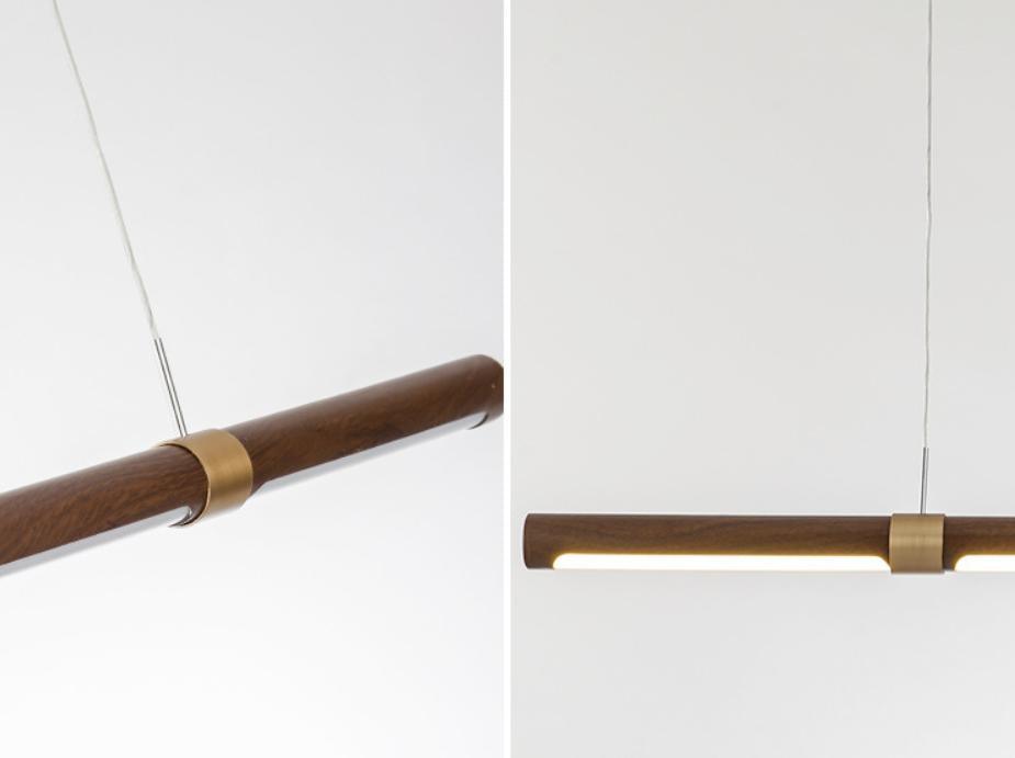 LED Wood Modern Linear Pendant Light - DWHOME