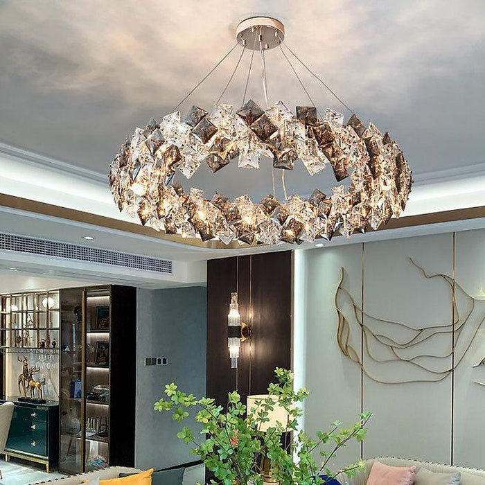 LED Modern Crystal Ring Pendant Light-DWHOME