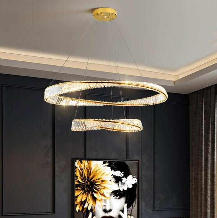 LED Luxury Style Crystal Halo Pendant Light - DWHOME