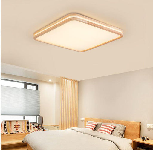 Wood Acrylic LED Ceiling Light Square Round European Design - DWHOME
