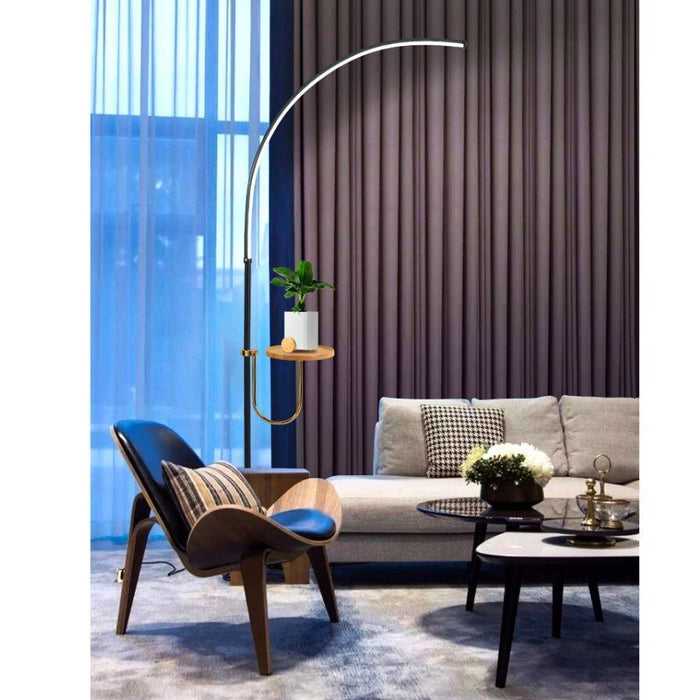 LED Curve Standing Lamp with Tea Table - DWHOME