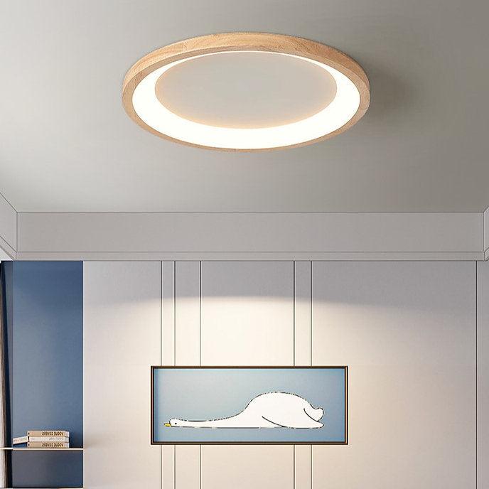 LED Wooden Halo Round Modern Ceiling Light - DWHOME