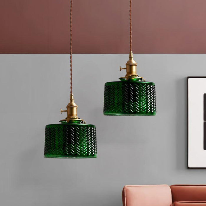 LED Retro Loft Green Glass Pendant Light - DWHOME
