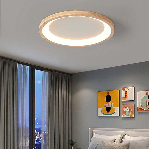 LED Wooden Halo Round Modern Ceiling Light-DWHOME