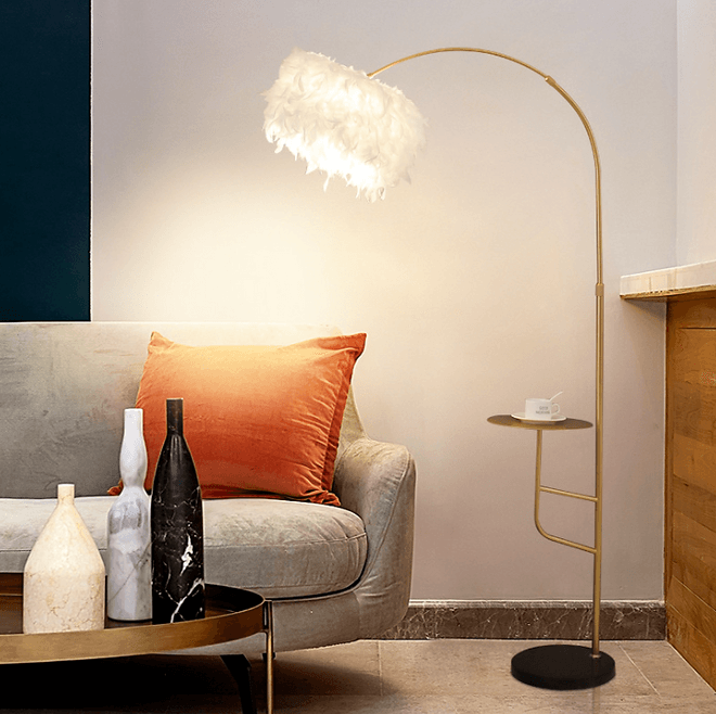 LED European Feather Lampshade Modern Floor Lamp - DWHOME