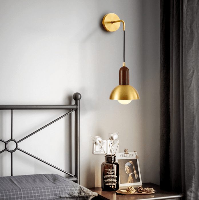 LED Modern Brass Bedside Wall Lamp-DWHOME