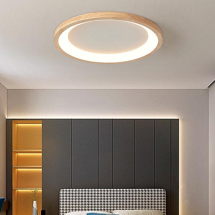 LED Wooden Halo Round Modern Ceiling Light - DWHOME