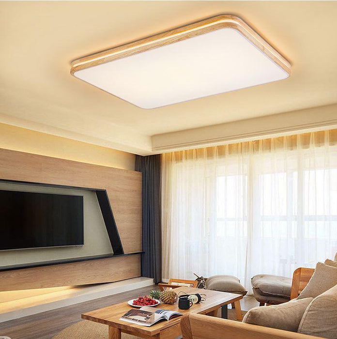 Wood Acrylic LED Ceiling Light Square Round European Design - DWHOME