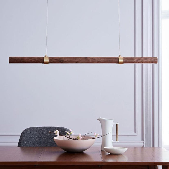 LED Wood Modern Linear Pendant Light - DWHOME