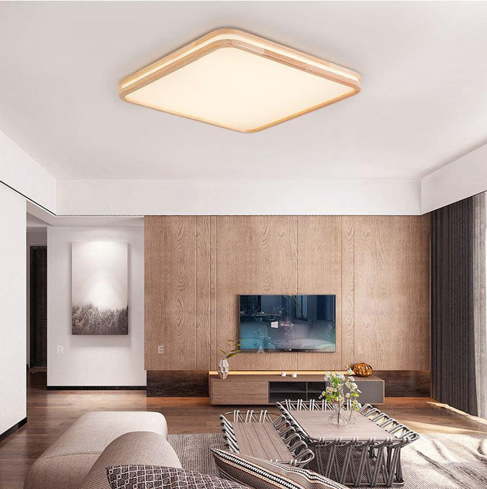 Wood Acrylic LED Ceiling Light Square Round European Design - DWHOME