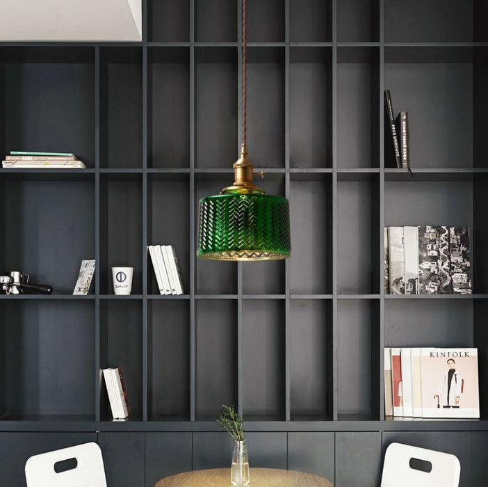 LED Retro Loft Green Glass Pendant Light - DWHOME