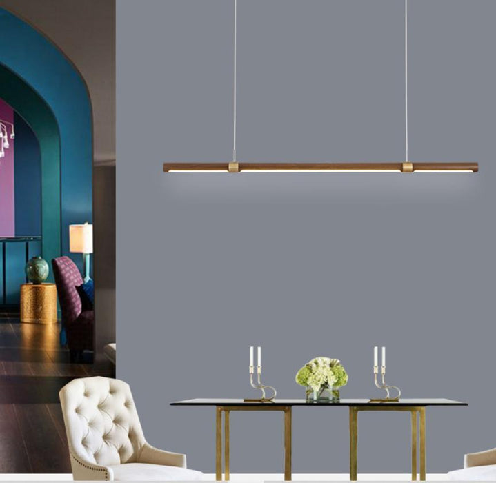 LED Wood Modern Linear Pendant Light - DWHOME