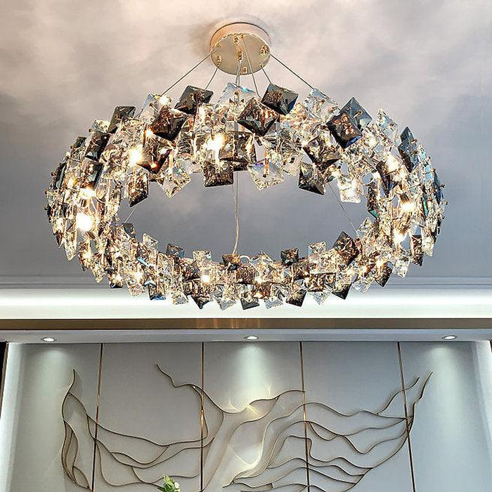 LED Modern Crystal Ring Pendant Light-DWHOME