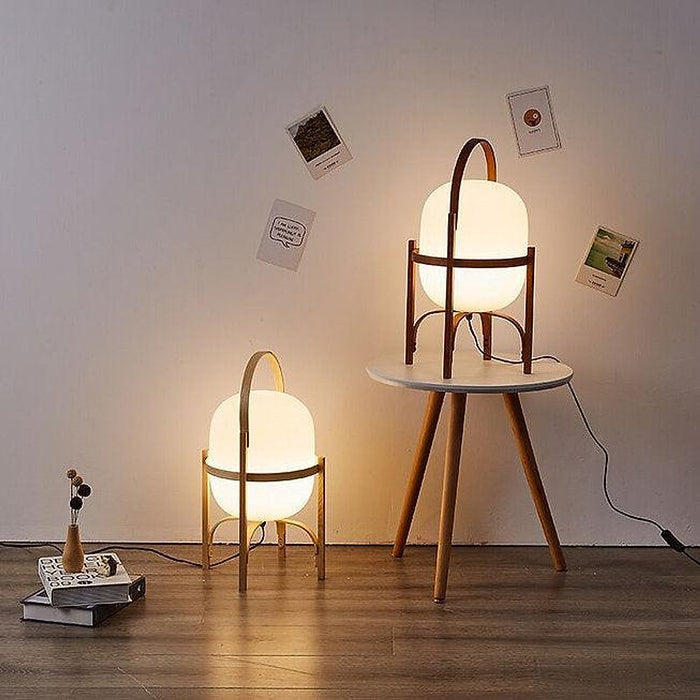 LED Japanese Style Simple Modern Wood & Glass Table Lamp-DWHOME