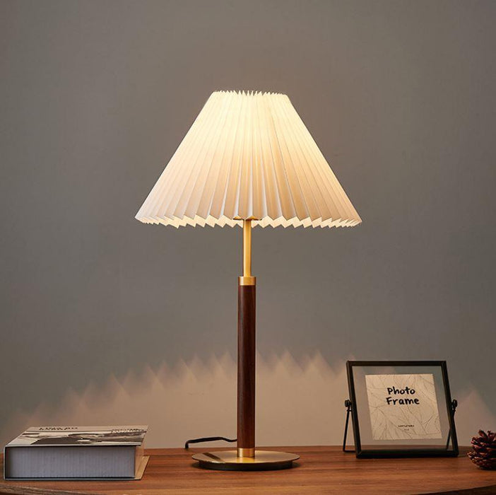 Copper Wood Cloth Floor Table Lamp - DWHOME