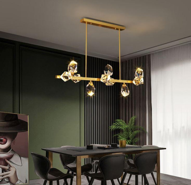 LED Multi-Light K9 Crystal Gold Pendant Light - DWHOME