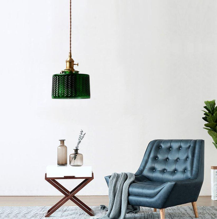 LED Retro Loft Green Glass Pendant Light - DWHOME