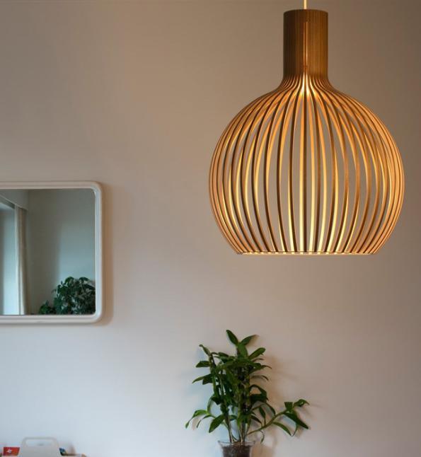 LED Wood Bird Cage Pendant Light - DWHOME