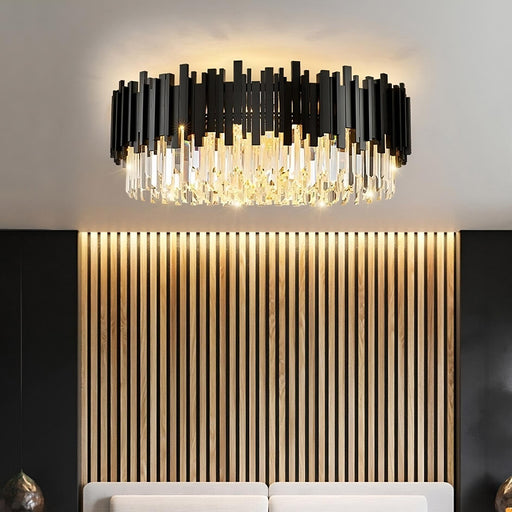 Gio Flush Mount Chandelier, Black-DWHOME