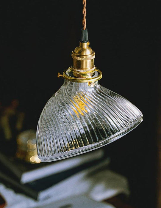 Fluted shell glass midcentury modern pendant light - DWHOME