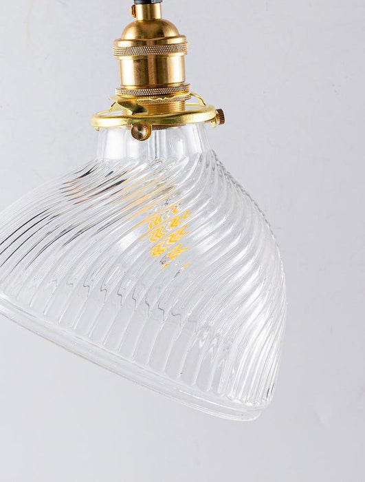Fluted shell glass midcentury modern pendant light - DWHOME
