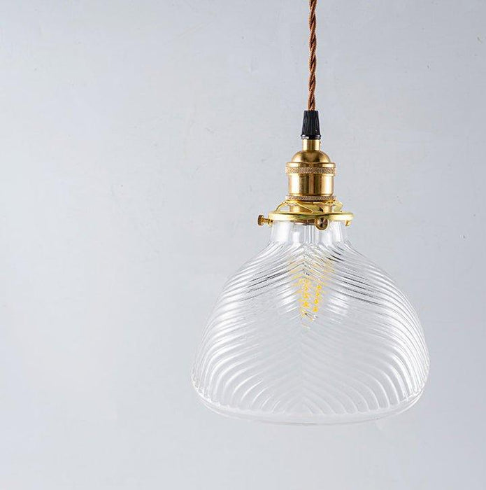 Fluted shell glass midcentury modern pendant light - DWHOME