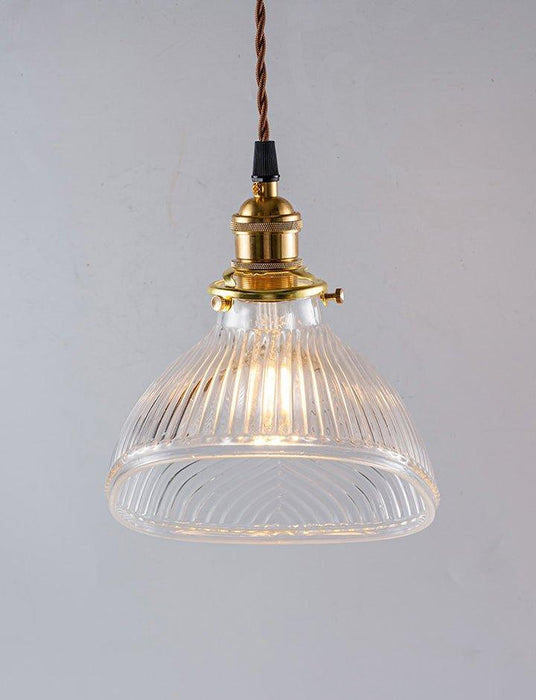 Fluted shell glass midcentury modern pendant light - DWHOME