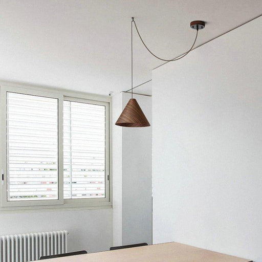 Geppetto Wooden Cone Pendant Light-DWHOME
