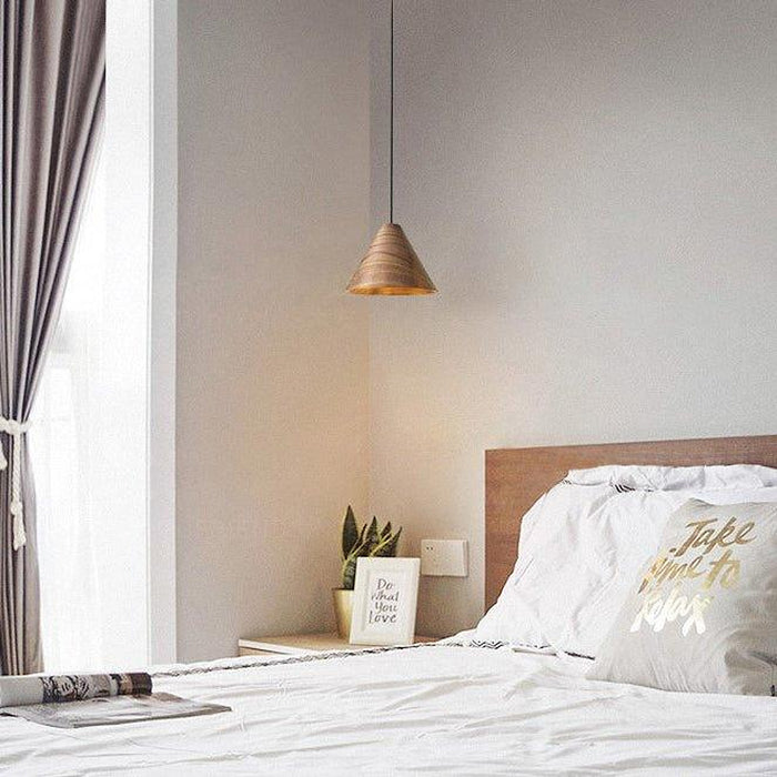 Geppetto Wooden Cone Pendant Light-DWHOME