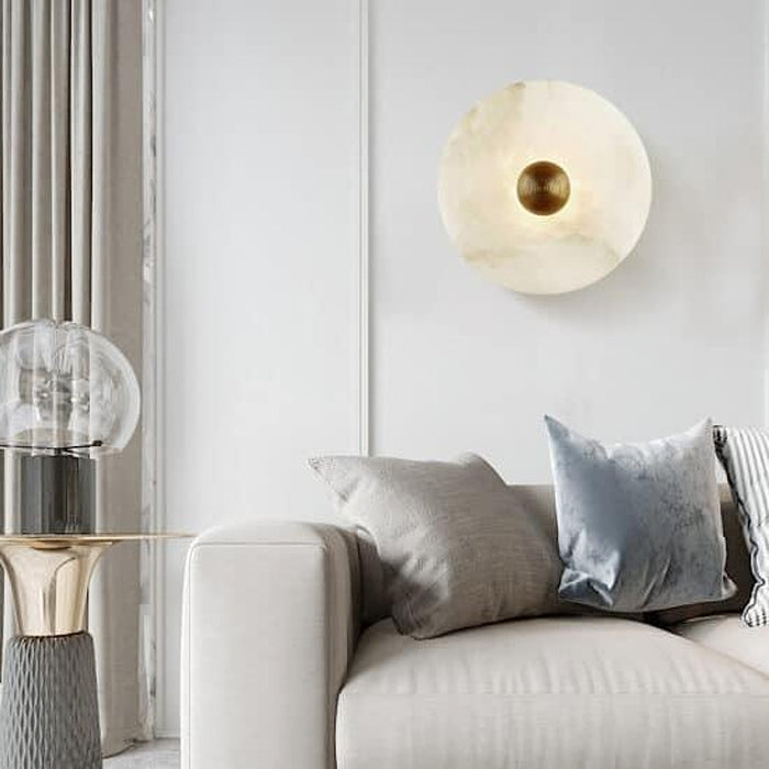 Gillis Marble Round Plate Wall Lamp-DWHOME