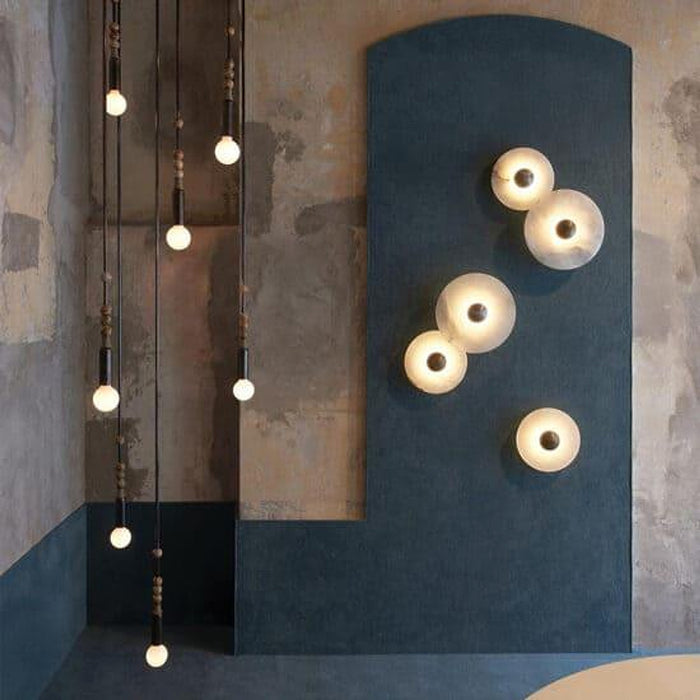 Gillis Marble Round Plate Wall Lamp-DWHOME