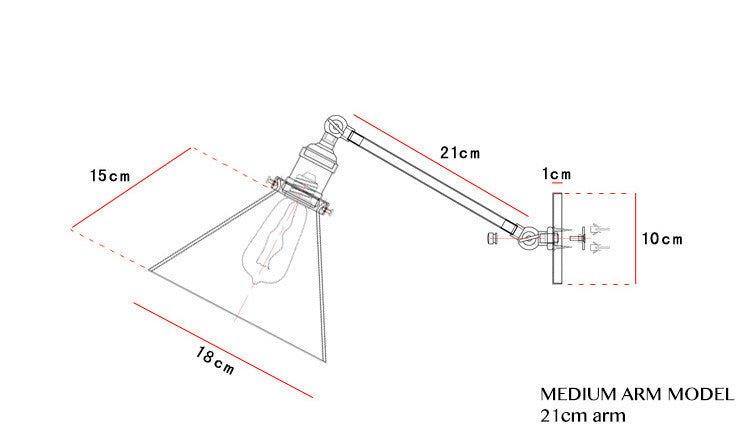 Glass Cone Shade Wall Light. Industrial Retro Styled Bedside Light. - DWHOME