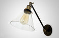 Glass Cone Shade Wall Light. Industrial Retro Styled Bedside Light. - DWHOME